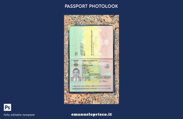 modello di aspetto fotografico del passaporto della Guinea Bissau in stile verif